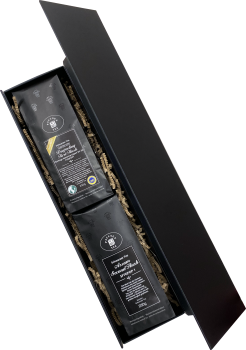 Geschenkkarton mit Magnetverschluss: 250g Darjeeling FF Gartentee Plantage Namring Upper, 2025 und 250g Assam Second Flush