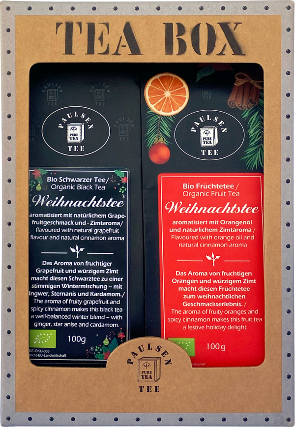 Bio Weihnachtstee Set gemischt 2x 100g, Schwarztee und Früchtetee